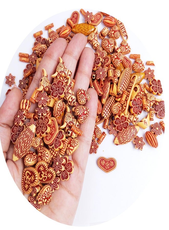eshoppee 200gm Brown Colormix Wooden Beads for Jewellery Art and Craft Making DIY kit (12) - Image 2